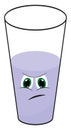 Emoji of a sad water cup/Cartoon glass cup, vector or color illustration Royalty Free Stock Photo