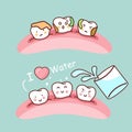 Water with cute cartoon tooth