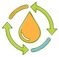 Water cycle diagram with drop in the middle and recycling arrows Royalty Free Stock Photo