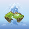 Water cycle in nature, vector illustration. Royalty Free Stock Photo