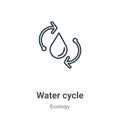 Water cycle outline vector icon. Thin line black water cycle icon, flat vector simple element illustration from editable ecology Royalty Free Stock Photo