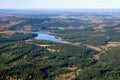 Water dam Flaje in the Ore mountains, Krusne hory Aerial photo.