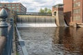 Water dam of an old cotton factory in Tampere industrial city of Finland Royalty Free Stock Photo