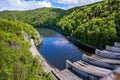 Dam Slapy, river Vltava and green hills Royalty Free Stock Photo