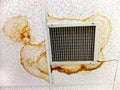 Water Damage Stains on Ceiling Tiles by Air Vent