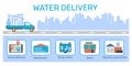 Water Delivery Flat Infographics