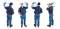Water Delivery Man - Four Views Royalty Free Stock Photo