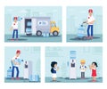 Water delivery service flat illustration set