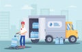 Water delivery service flat vector illustration