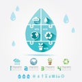 Water Design Elements Ecology Infographic Jigsaw Concept.Vector