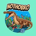 Cute Nothosaurus Aquatic Dinosaur Character Mascot in Illustration Design Royalty Free Stock Photo