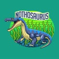 Cute Nothosaurus Aquatic Dinosaur Character Mascot in Vector Cartoon Illustration Design Royalty Free Stock Photo