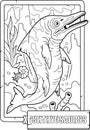water dinosaur ichthyosaurus, coloring for children, contour illustration