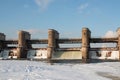 Water discharge during the spring flood at the Perervinskaya dam on the Moskva River. Royalty Free Stock Photo