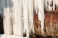 Water discharge during the spring flood at the Perervinskaya dam on the Moskva River. Royalty Free Stock Photo