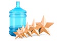 Water dispenser bottle with five golden stars. 3D rendering Royalty Free Stock Photo