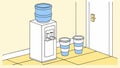 A Water Dispenser in an Office Corner Vector Illustration, vector design Generative AI Royalty Free Stock Photo