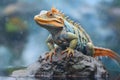 water dragon basking on a rock Royalty Free Stock Photo