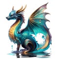 Water Dragon: Majestic Dragon Clipart: Mythical Power in Art