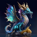 Water Dragon: Majestic Dragon Clipart: Mythical Power in Art