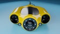 Water drone on the blue surface, remote-operated vehicles. An underwater drone is a small remote-controlled submarine Royalty Free Stock Photo
