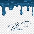 Water drop aqua splash. Blue droplet liquid, isolated white transparent background. Raindrop shape. Falling rain tear Royalty Free Stock Photo