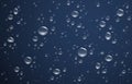 Water drop background. Realistic wet rainy window with round drips. Sprinkled dew on glass mockup. Smooth surface with