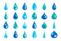 Water drop. Cartoon droplet of morning dew and raindrop, graphic template of pure mineral water symbol, falling juice or