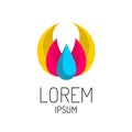 Water drop with color fluids logo template.