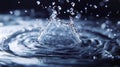 Water drop creating splash and ripple on surface Royalty Free Stock Photo
