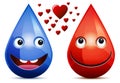 Water drop and drop of blood love Royalty Free Stock Photo