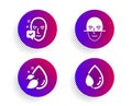 Water Drop, Face Recognition And Face Accepted Icons Set. Leaf Dew Sign. Vector