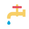 Water drop falling from the tap. Faucet icon. Turn off water