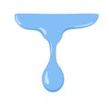 Water drop flowing, dripping down. Waterdrop falling. Blue clean liquid, fluid melting, leaking, running off. Pure clear Royalty Free Stock Photo