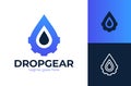 Water drop gear energy engineering logo vector icon illustration. simple gear drop logo vector, icon, element, and template for Royalty Free Stock Photo