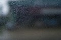 Water drop on? glass of? car? on? the? Road? in rainy season. Royalty Free Stock Photo