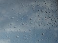 Water drop on glass window and rain condensation rainy storm season. Water drop on glass window background, rain Royalty Free Stock Photo