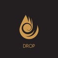 Water drop gold logo design. Droplet logotype icon vector.