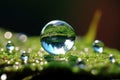 Water drop on green grass with bokeh background. Nature concept. Royalty Free Stock Photo