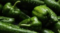 Water Drop on Group of Green Bell Peppers As Pattern Background Selective Focus Royalty Free Stock Photo