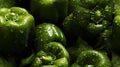 Water Drop on Group of Green Bell Peppers As Pattern Background Selective Focus Royalty Free Stock Photo