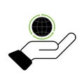 Hold On For Eco-Globe with Black Backdrop Icon Royalty Free Stock Photo