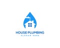 Water Drop House Plumbing Logo Design. Royalty Free Stock Photo