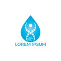 Water drop and human DNA molecules logo design. Royalty Free Stock Photo