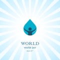 Water drop with human icon vector logo design template.World Water Day icon.World Water Day idea campaign for greeting card and p