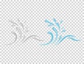 Water And Drop Icon - Blue wave and water splashe, wavy symbol of nature in motion vector Illustrations. Royalty Free Stock Photo