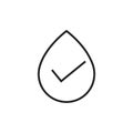Water drop icon with a check mark that confirms, vector illustration, simple icon on a white background, editable stroke