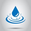 Water drop icon in flat style. Raindrop vector illustration on white background. Droplet water blob business concept