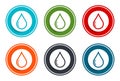 Water drop icon flat vector illustration design round buttons collection 6 concept colorful frame simple circle set Royalty Free Stock Photo