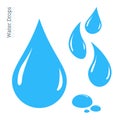 Water Drop Icon Set. Vector Raindrop Silhouette Royalty Free Stock Photo